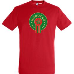 T-shirt Embleem Marokko Groot | Rood Marokko Shirt | WK 2022 Voetbal | Morocco Supporter | Rood | maat XS